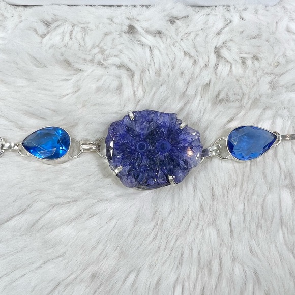 XL Solar Quartz 🐉 Dragon 925 Blue Purple Gemstone Pendant Bracelet Earrings - Picture 4 of 11